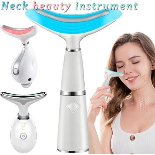 Neck and Face Lifting Device 3 Colors LED Photon Therapy IPL Vibration Skin Tighten Reduce Double Chin Wrinkle Remove Massager