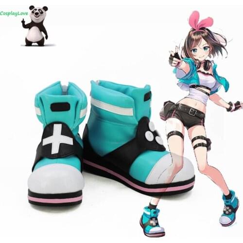 YouTuber Kizuna AI A.I.Channel A.I.Games Blue Cosplay Shoes Cosplay Long Boots Leather Custom Made CosplayLove