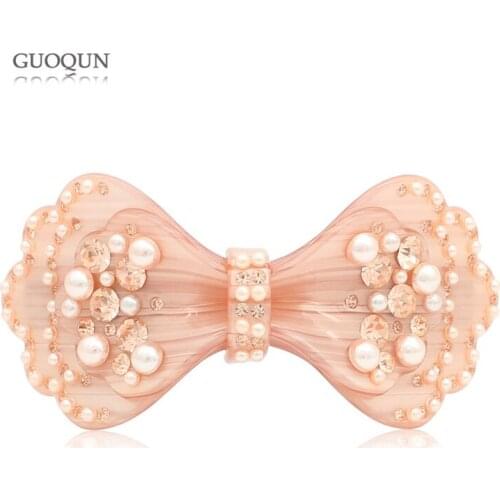 Butterfly Hair Clip Pin - Vintage Pearl Hair Accessory - Acetate Rhinestone Hair Jewelry Ornament Barrette for Women Lady Wear