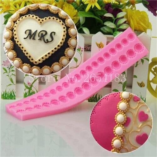 Pearl Necklace Lace Silicone Fondant Soap 3D Cake Mold Cupcake Jelly Candy Chocolate Decoration Baking Tool FQ3273