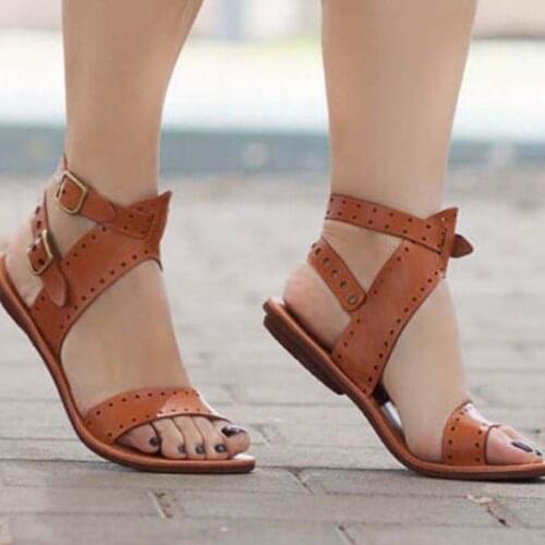 2021 Women Sandals Retro Low Heel Shoes Female Beach WomenS Shoes Fashion Casual Woman Sandals Peep-Toe Sandals Drop Shipping