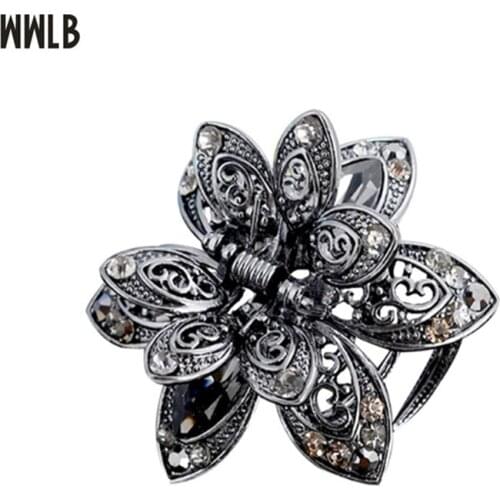 High Quality Flowers Hair Claws For Women Hair Ornaments Crystal Crab Clip Bride Wedding Hair Jewelry Accessories