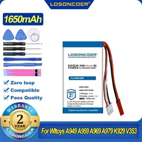 100% Original LOSONCOER 903048 Battery For WLtoys A949 A959 A969 A979 V912 V913 V353 K929 V262 L959 T23 T55 Car Battery Parts
