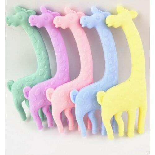 100pcs Giraffe Silicone Teether BPA Free Baby Teethers Deer Shaped Baby Teething Toys Food Grade Baby Nursing