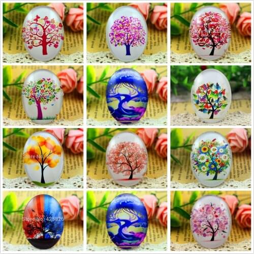2pcs/Lot 30x40mm New Fashion Dream Tree Handmade Photo Glass Cabochons Pattern Domed Jewelry Accessories Supplies