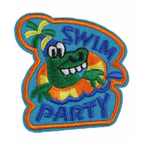 2019 New Cartoon Crocodile Animal Embroidered Patches Summer Swim Party Iron on Patch Eco-friendly Handmade 3D Appliques
