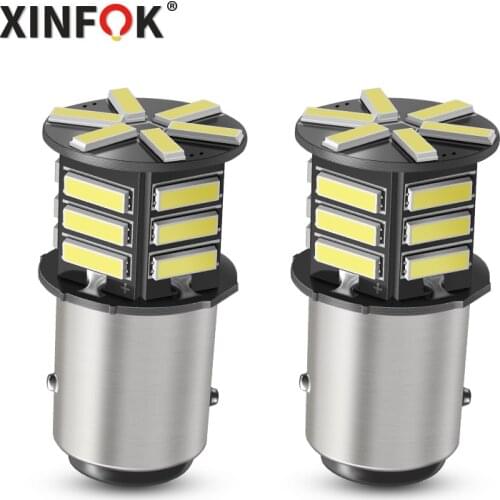 2x Car LED Bulbs Turn Signal XFX002 Reverse Lights 1156 BA15s P21W 1157 BAY15d DC 12V 6000K White Yellow 7020 SMD 21xLED Chips