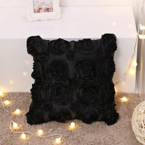 3D Square Pillowcase Decorative Romantic Stereo Chiffon Rose Flower Pillow Cover Solid For Sofa Bedroom wedding gift cushio