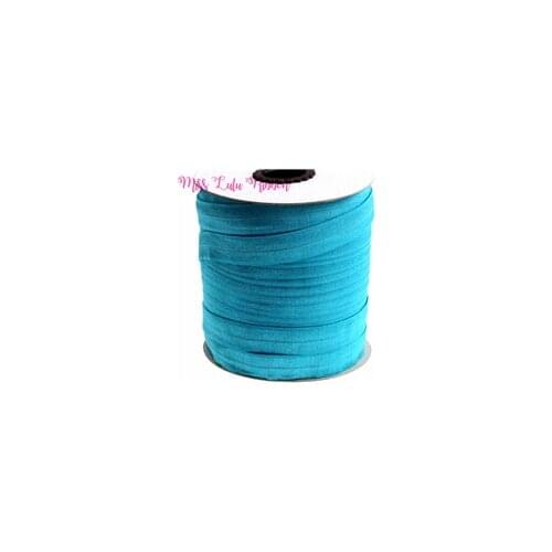 50 yards 5/8"16mm solid color matt fold over elastic ribbon color tornado blue foe handmade headband hair bows gift wrap