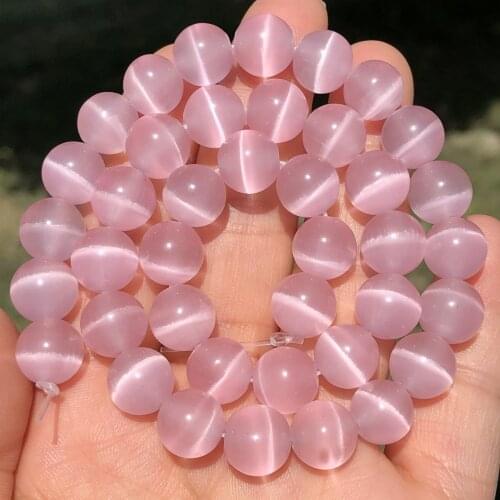 AAA Natural Pink Cats Eye Crystal Glass Beads Loose Spacer Crafts Beads For Jewelry Making DIY Bracelet Necklace 4 6 8 10 12mm