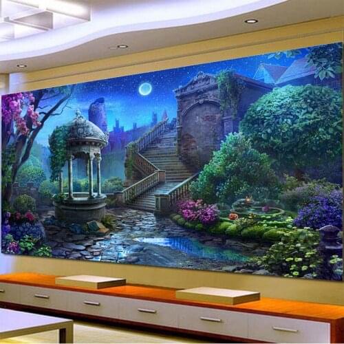 Large mysterious castle landscape 5d Diy Diamond Painting full square round drill Diamond Embroidery mosaic diamondZP-2344