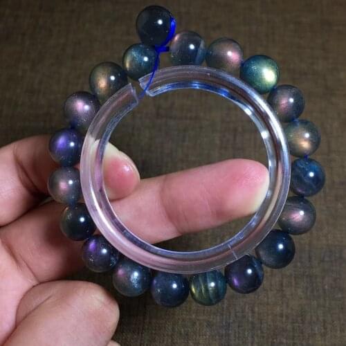 Genuine Natural Purple Light Labradorite Crystal Clear Round Beads Bracelet 9mm 7mm 8mm Women Men Gemstone Grey Moonstone AAAAA