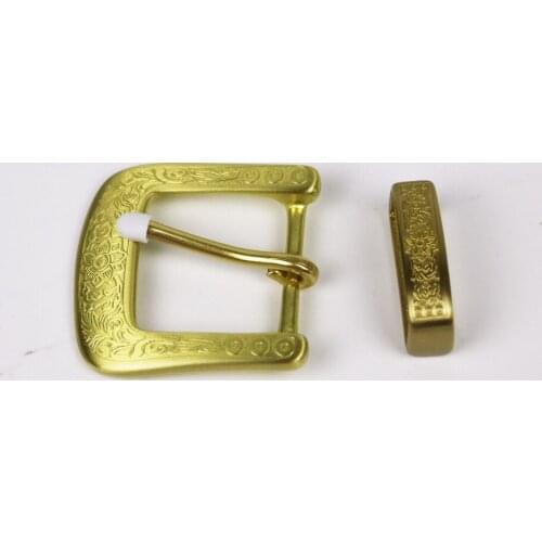 Solid brass 40mm carved emboss edge leather belt buckle DIY metal craft accessories 2pcs parts/set 1set/lot