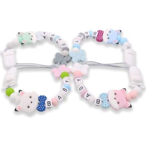 Cute Bear Cartoon Animal Baby Silicone Pacifier Clip Chain BPA Free Rodent Newborns Molar Teethers Toddler Training Chew Toy