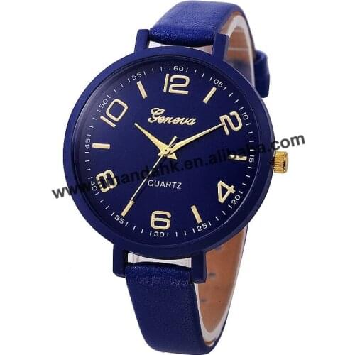 Wholesale Geneva Thin Bracelet Leather Woman Watch Hot Big Number Lady Watch Fashion Men Women Casual Dress Wristwatches