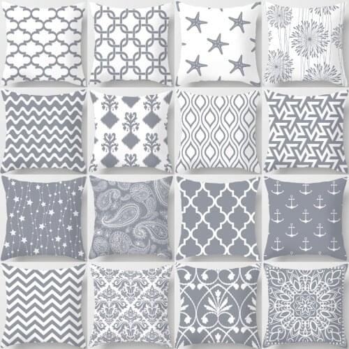 ZENGIA Gray Cushion Cover Geometric Pillow Cover 45x45cm Decorative Pillows For Sofa/Car/Home Decoration pillow case