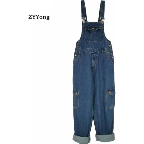 2021 Jeans Overalls Men Bib Denim Jumpsuits Plus Size Casual Large Size Fashion Loose Blue Cargo Pants Trousers Free Shipping
