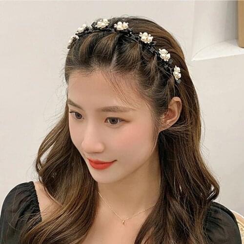 Elegant Pearls Hairbands Women Headband Double Bangs Hairstyle Make Up Hairpins Fashion Girls Hair Accessories