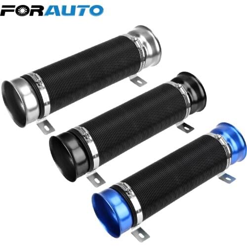 FORAUTO 76MM Air Intake Pipe Feed Hose Pipe Flexible Car Modification Tube With Connector & Braket Cold Air Ducting Universal