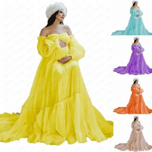 LO&LI Robe Ensemble Materinity Dress For Photography Bathrobe Sleepwear Tulle Dressing Gown Birthday Dress