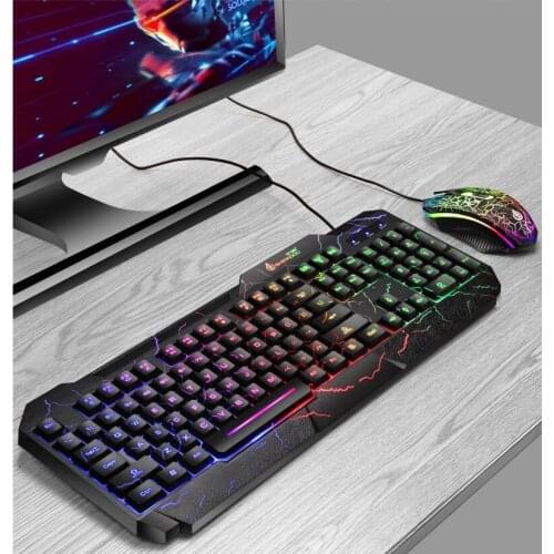 Gaming keyboard and Mouse Wired backlight keyboard Gamer kit Silent 1600DPI Gaming Mouse Set for PC Laptop