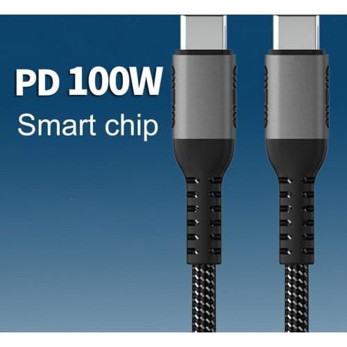 Data Cable 2-in-1 Fast Charging 5A PD 100W Type-C to Type-C Charging Cord for Laptop