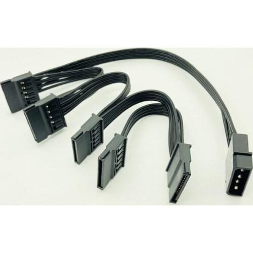 BTBcoin Molex 4pin IDE 1 to 5 SATA 15Pin Hard Drive Power Supply Splitter Cable Cord for DIY PC Sever 4-pin to 15-pin Power 60CM