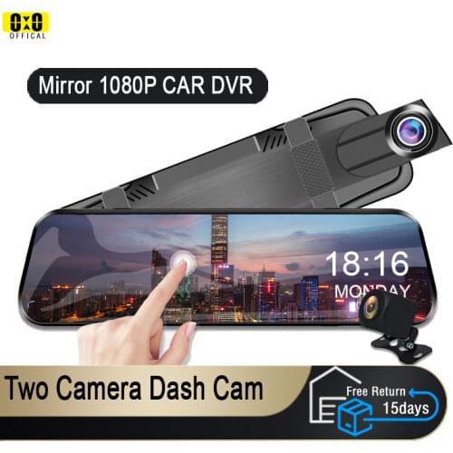 Car DVR Touch Screen Stream Media Dual Lens Video Recorder Rearview mirror Dash cam Front and Rear camera Mirror Black box