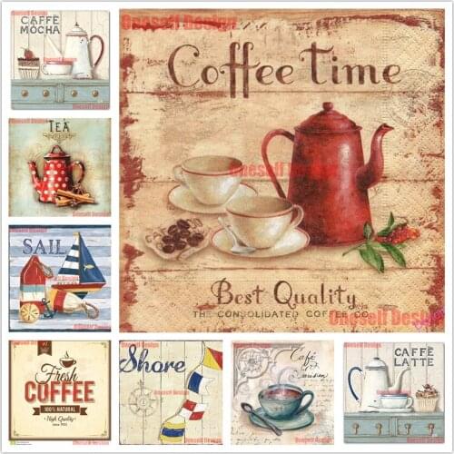 Picture of rhinestone coffee and tea diamond painting 5d diamond embroidery full 5d diamond mosaic decortion home wall sticker