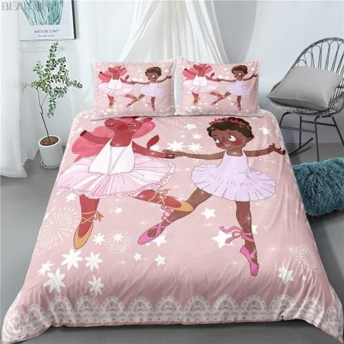 Bedding Set 3d Cartoon Dancing African Girl Duvet Cover Sets With Pillowcase Custom Bed Linen For Teenages Kids Dropshipping