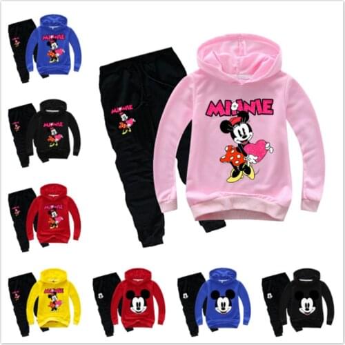 Spring Autumn Children Clothing Sets Baby Boy Girl Mickey Minnie Mouse Hoodies Sweatshirt+Pants 2 Pcs Clothes Kids Outfits Suits