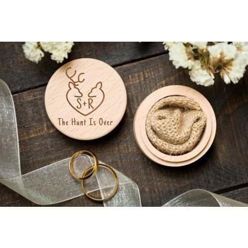 Custom ring box Personalized Ring Box Ring bearer box Wooden ring box Deer ring box Custom Names Ring Box The hunt is over ring
