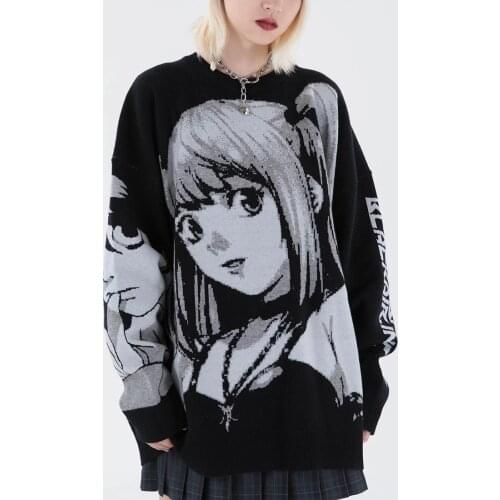Death Note Misa Amane Imitation Leather Sexy Tube Tops Sweater Uniform Outfit Anime Cosplay Costumes Loose sweater suits T-shirt