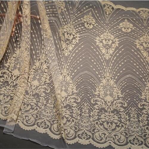 1Yard Lace Fabrics Nigerian French Fabric Embroidered and Rhinestones Guipure Cord Lace High Quality