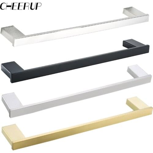 18 Inch Square Wall Mounted Towel Rack Single Rod 304 Stainless Steel Towel Bar Bathroom Hardware Kitchen Fixture