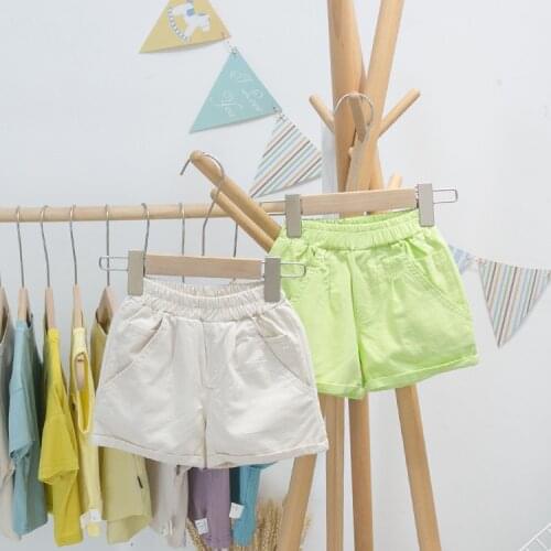 Summer Toddler Boys Shorts Casual Korean Solid Color Elastic Waist Shorts for Girl 2 3 4 5 6 Y Child Pants Fashion Kids Shorts