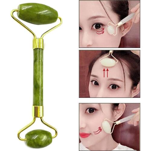 Facial Massage Roller Double Heads Jade Roller Stone Natural Jade Anti Wrinkle Face Slimming Eye Wrinkle Removal Beauty Tool