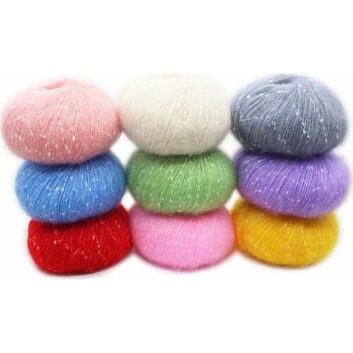 Chunky Mohair Fine Wool Yarn Skin-friendly white dots solid Color Tender Yarn Ball Mother Hand Knitting kids Sweater Hat Gloves