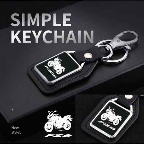 Metal leather keychain keyring mirror custom for YAMAHA FZ6 FAZER FAZER600 FZ6S FZ6N FZ6S2 FZ6R S2 SJ6S FZ600 Accessories