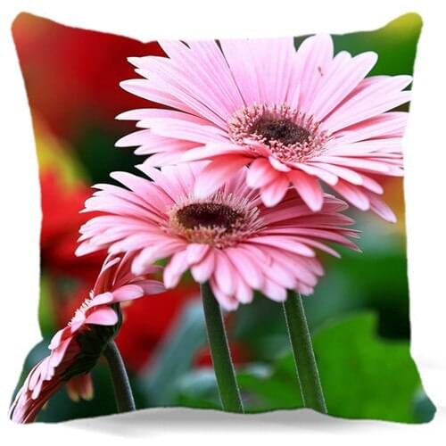 2017 new fashion Pink red Chrysanthemum Cotton Polyester purple Pillow case 16" 18" 19" 9 style Homes car sofa Decorate