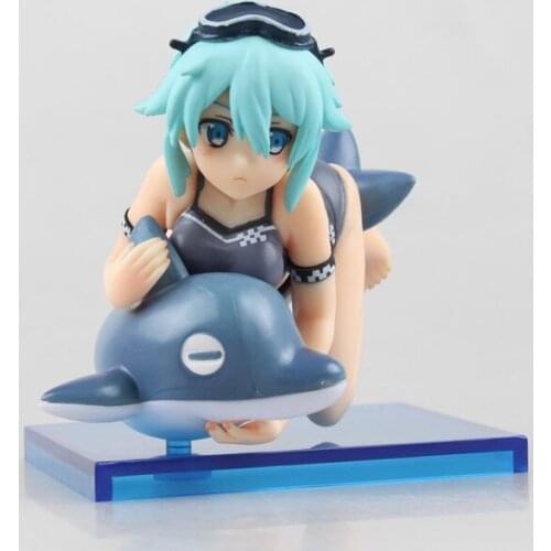New 8.5cm Asada Shino Chara-ani Sword Art Online Dolphin Swimsuit Water Bikini Action Figure Model Toys T30
