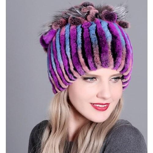 New Rex Rabbit Fur Beanies Hat Women Fashion Casual Warm Skullies Cap Youth Female Outdoor Ear Protection Thickened Hats H7034