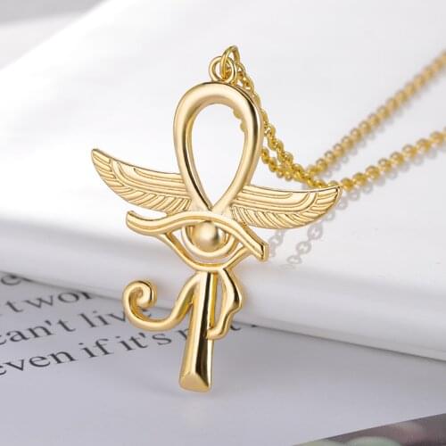 Eye Of Horus Egypt Protection Charm Pendant Ankh Cross Religious Necklace For Women Choker Necklaces Bohemian Vintage Jewelry