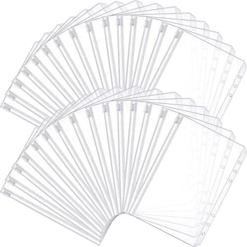 Binder Pocket 6 Holes Loose Leaf Bags A6 Binder Zipper Folders Plastic Document Bags for Office School Supplies