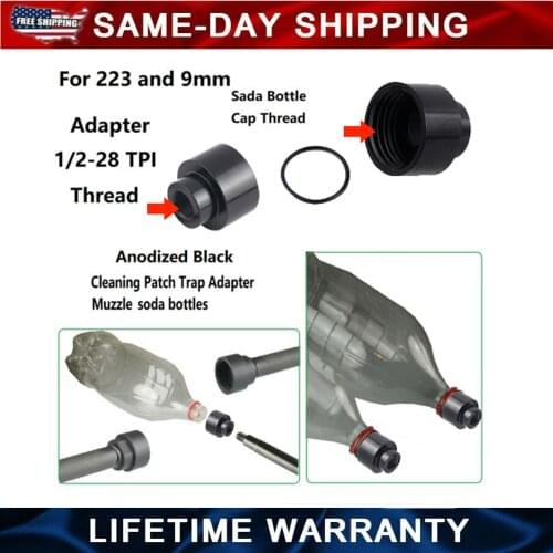 1/2x28 5/8x24 TPI Cleaning Patch Trap Adapter Muzzle Soda Pop bottles F PC Carbine 9mm