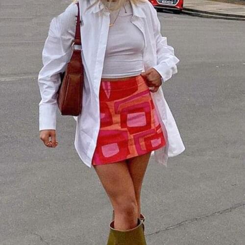 Printed Vitage Skirts y2k Mini Skirts HIgh Waisted Short Skirts Streetwear Female Harajuku Skirts 90s accessory clothes vero