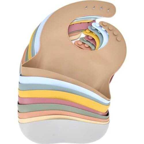 Baby Silicone Bib Waterproof Bibs Newborn Feeding Cloth Toddle Adjustable Infant Silicone Saliva Towel Drooling Baby Scarf