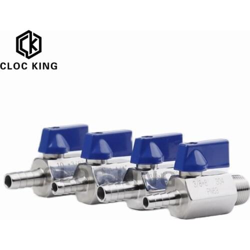 Blue MINI Ball valve Stainless steel DN6 DN8 DN10 DN15 to 7/8/10/12mm Pagoda adapter female male SS304 Hardware 2 way ball valve
