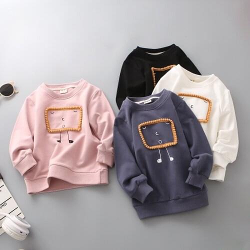 Boys Sweatshirt Cartoon Long Sleeve Autumn Shirts Solid White Basic Tops Children Pullover Tracksuit New Arrival