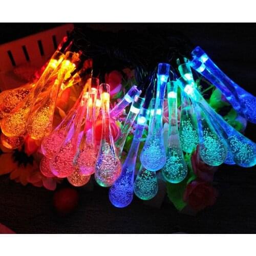 Outdoor Christmas Lamp String 30 LED Water Drop Solar Fairy Waterproof Lights for Garden Patio Yard Home Parties Multi Color